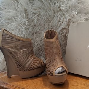 Jimmy Choo Nude Ellie peep toe booties